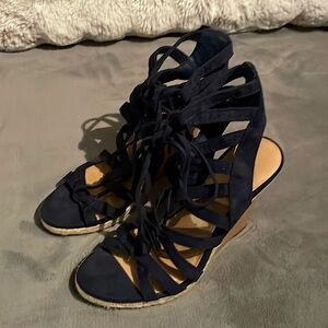 Espadrilles Indigo Rd Haylei Navy Blue Wedge Sandals Heels size 7